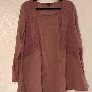 Waffle-Print and Lace Sweater